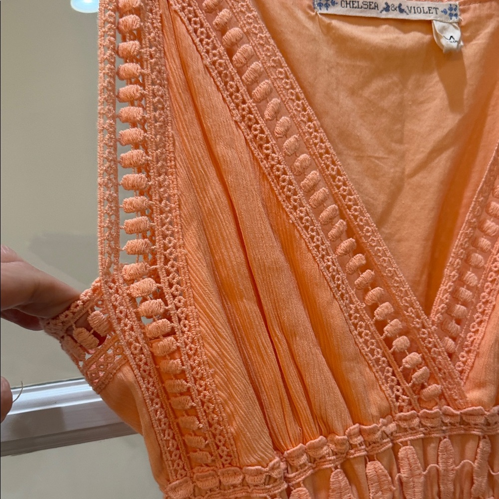 Chelsea & Violet Peach Boho Festival Maxi Dress Medium Sleeveless Summer Wedding - Picture 7 of 14